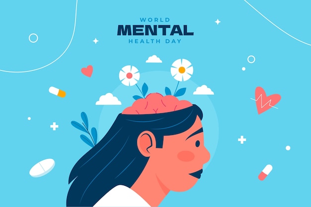 Fundo do dia da saúde mental do mundo plano