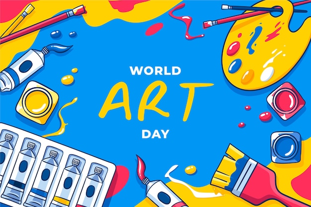 Fundo do dia mundial da arte desenhado à mão