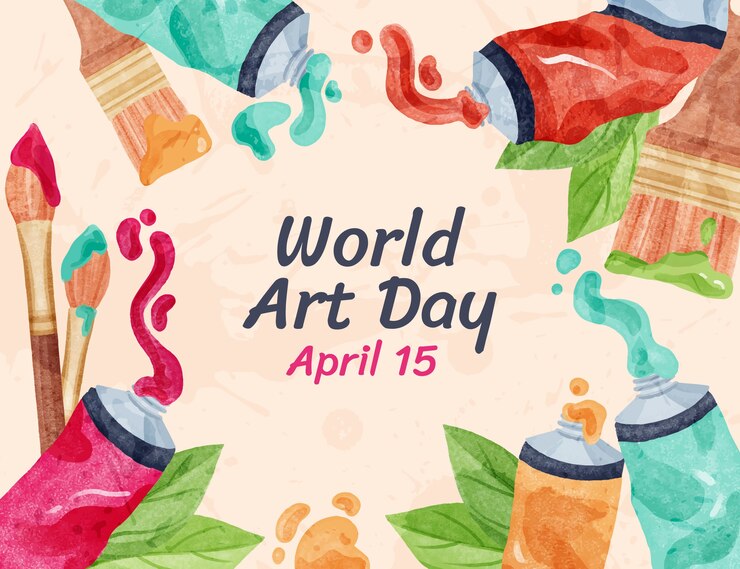 Vetor grátis fundo do dia mundial da arte em aquarela