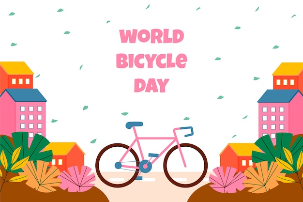 Fundo do dia mundial da bicicleta desenhado à mão