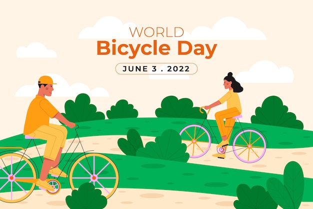 Vetor grátis fundo do dia mundial da bicicleta plana