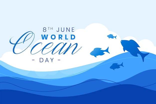 Vetor grátis fundo do dia mundial do oceano para proteger o ecossistema subaquático