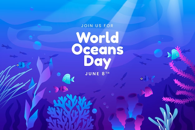 Fundo do dia mundial dos oceanos gradiente