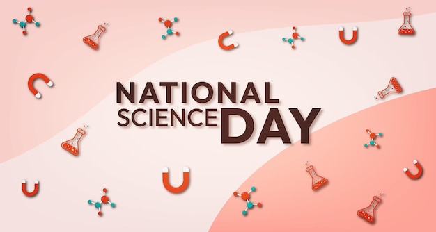 Fundo do dia nacional da ciência com química objetos padrão vector design