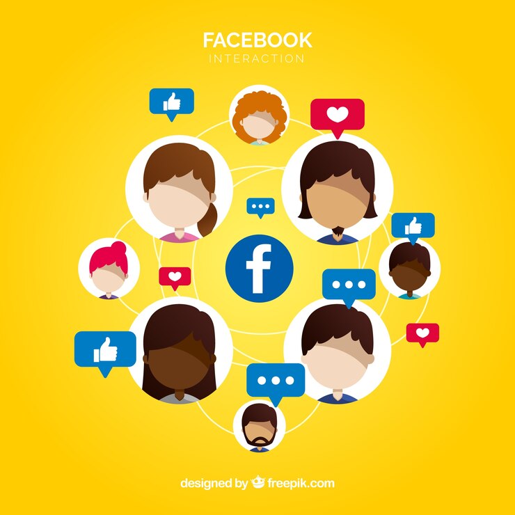 Vetor grátis fundo do facebook com muitos gostos e rostos