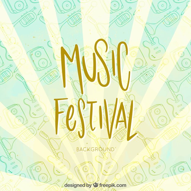 Fundo do festival de música em estilo desenhado à mão