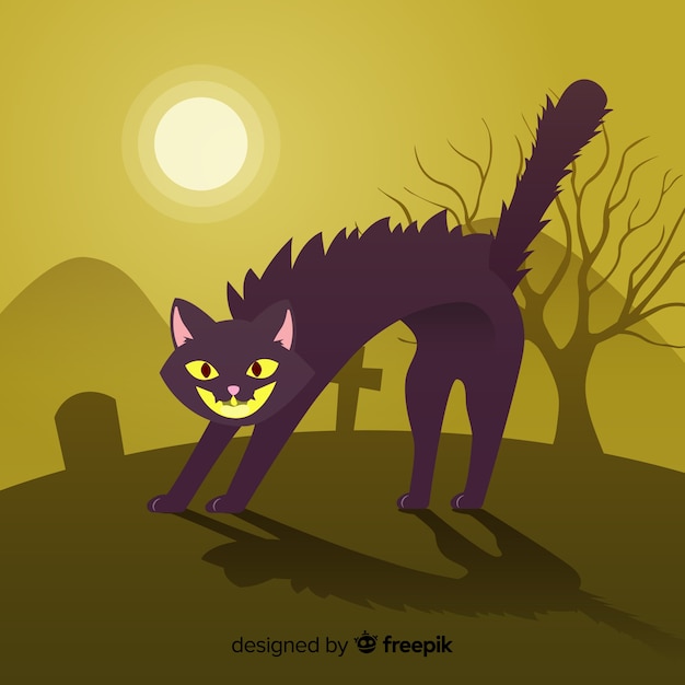 Vetor grátis fundo do gato de halloween com raiva