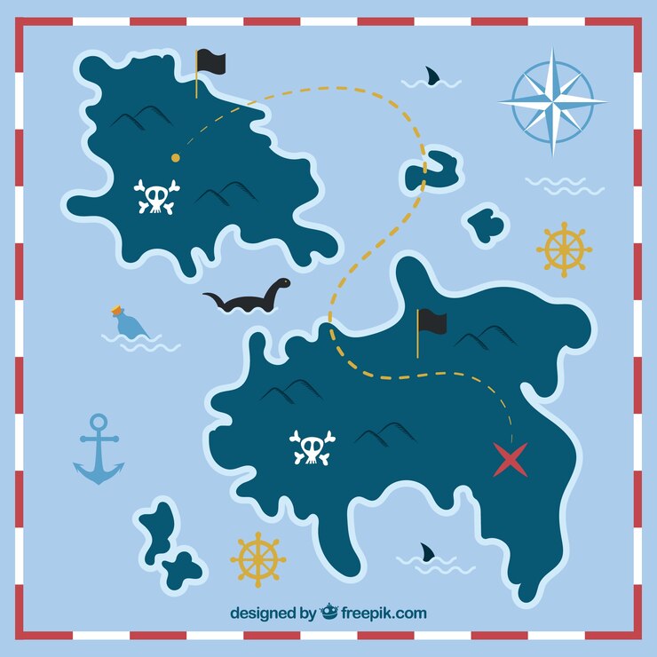 Vetor grátis fundo do mapa do tesouro azul