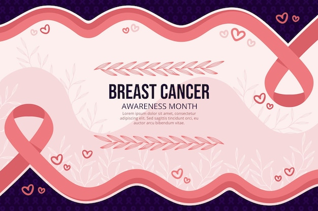 Fundo do mês de conscientização do câncer de mama desenhado à mão