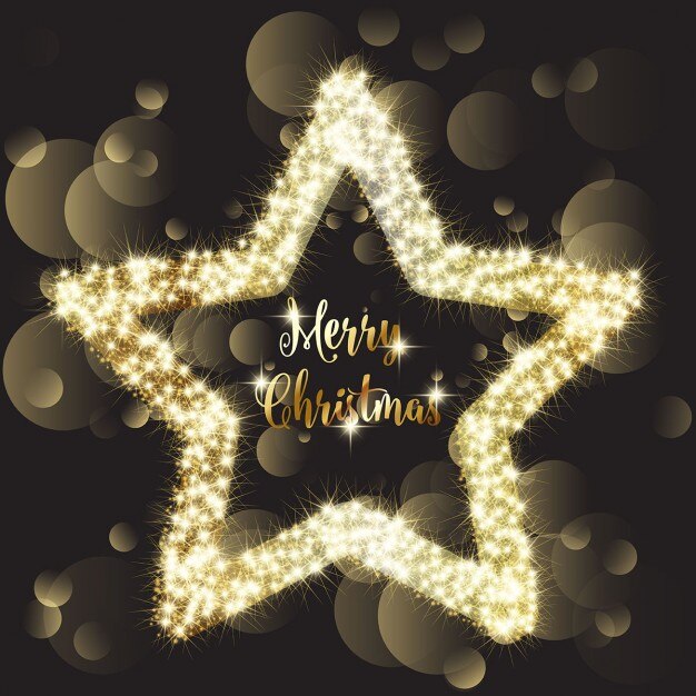 Vetor grátis fundo do natal com estrela de brilho do ouro