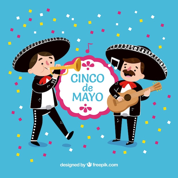 Fundo do partido de cinco de mayo com mariachis