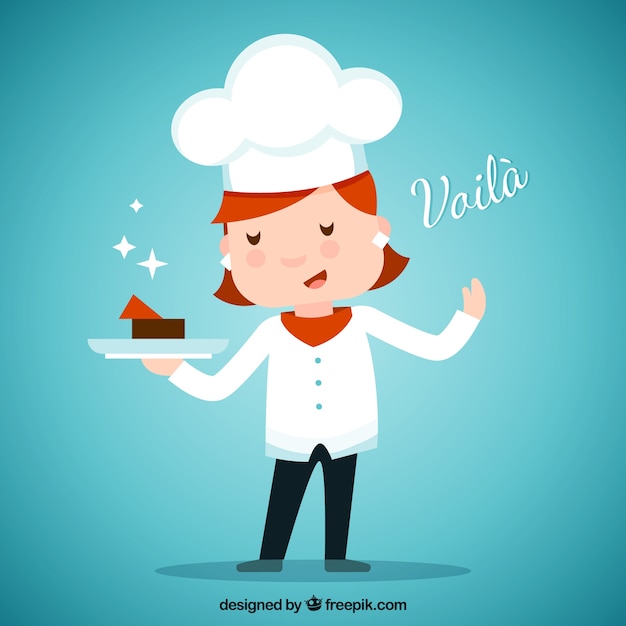 Fundo do personagem do chef com um delicioso bolo