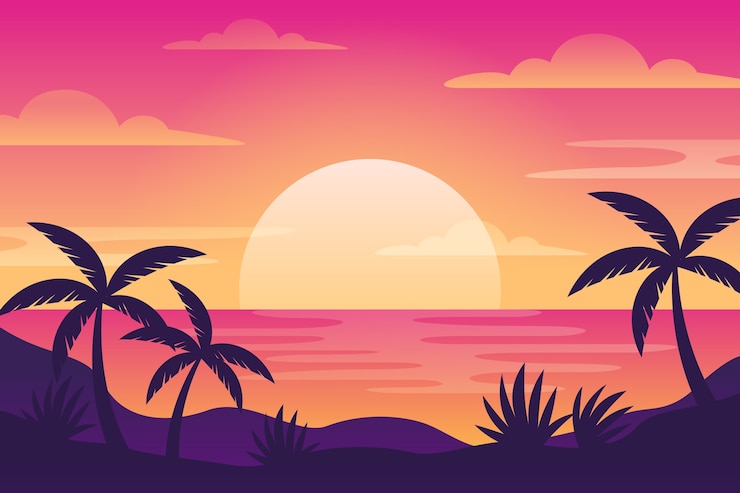 Fundo do pôr do sol tropical gradiente