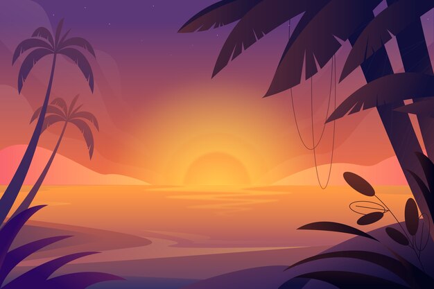 Fundo do pôr do sol tropical gradiente