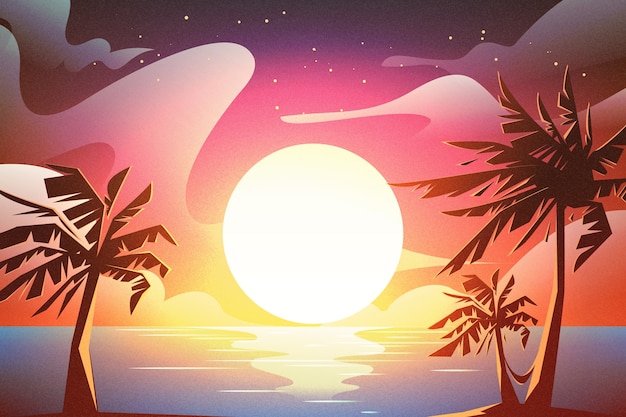 Fundo do pôr do sol tropical gradiente