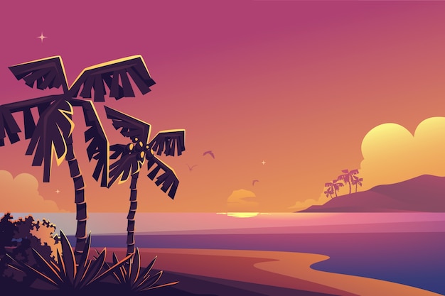 Fundo do pôr do sol tropical gradiente
