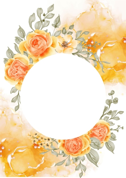 Fundo do quadro de flor rosa talitha com círculo de espaço em branco, rosa laranja amarelo