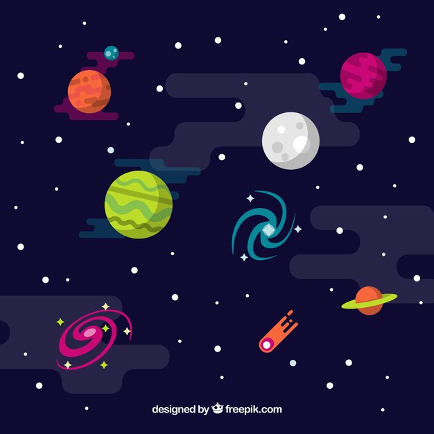 Fundo do universo com planetas coloridos