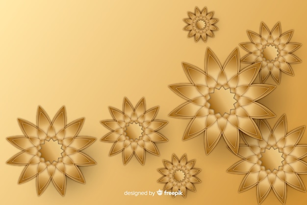 Fundo dourado com flores 3d