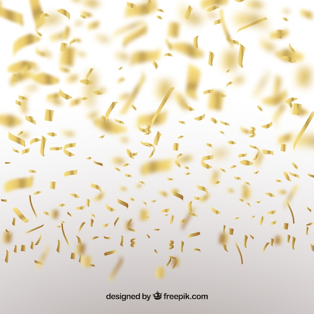 Vetor grátis fundo dourado de confetes em estilo defocused