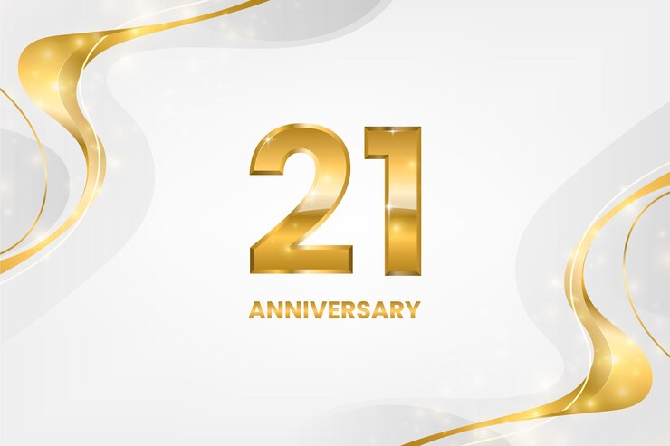 Vetor grátis fundo dourado do 21º aniversário