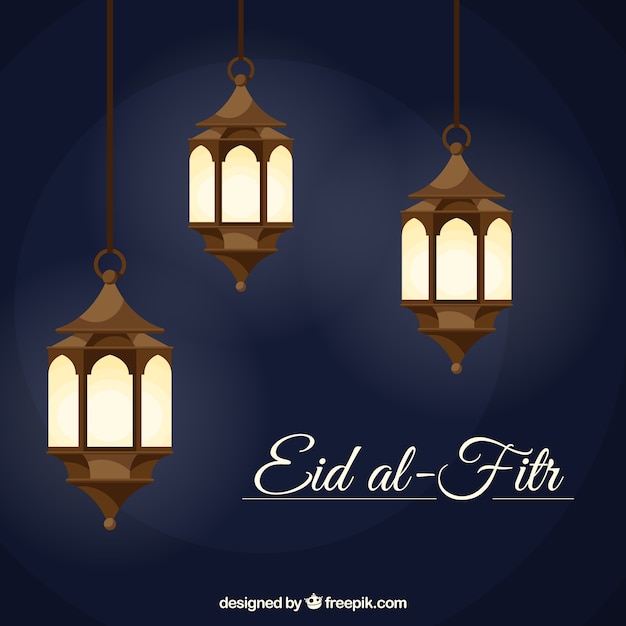 Fundo eid al-fitr com lanternas