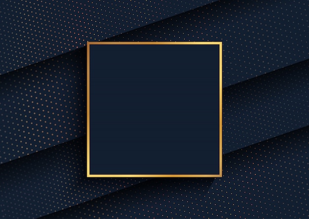 Fundo elegante com design de pontos de meio-tom dourado e moldura de ouro
