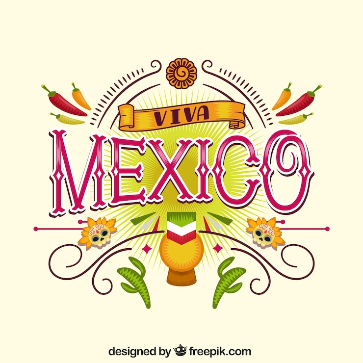 Vetor grátis fundo elegante de letras de viva mexico