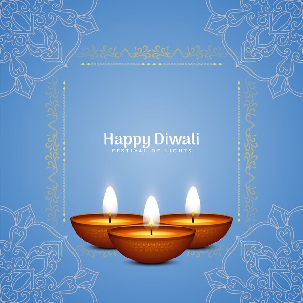 Fundo elegante do happy diwali na cor azul