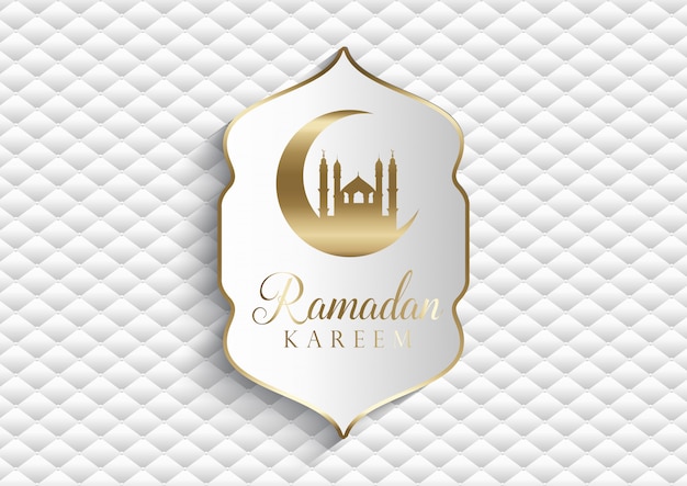 Fundo elegante para ramadan kareem em branco e dourado Vetor grátis