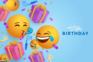 Vetor grátis fundo emoji realista de feliz aniversário