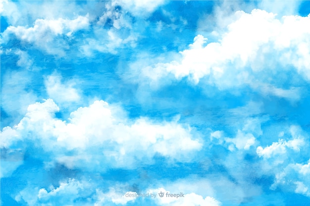 Fundo encantador nuvens em aquarela