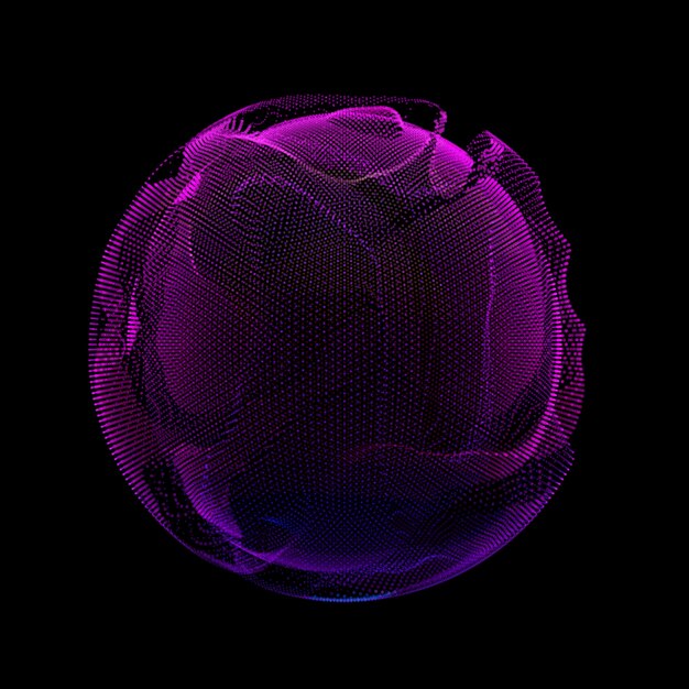 Fundo escuro da esfera da malha colorida violeta abstrata.