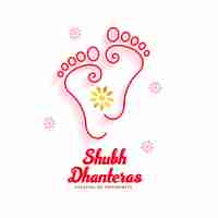 Vetor grátis fundo espiritual de shubh dhanteras com a deusa laxmi charan para vetor de pooja