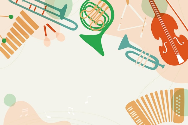 Vetor grátis fundo estético colorido, borda do instrumento musical em vetor de design retro