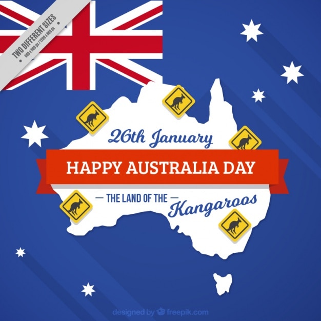 Vetor grátis fundo feliz dia de austrália com sinais de cangurus