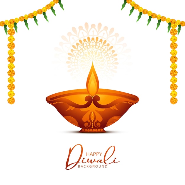 Vetor grátis fundo feliz do cartão da celebração do festival da lâmpada de óleo de diwali