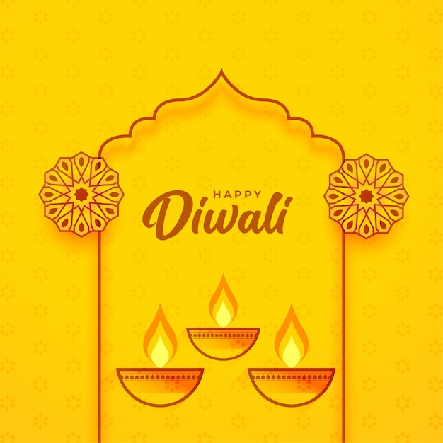 Fundo feliz do festival de diwali amarelo
