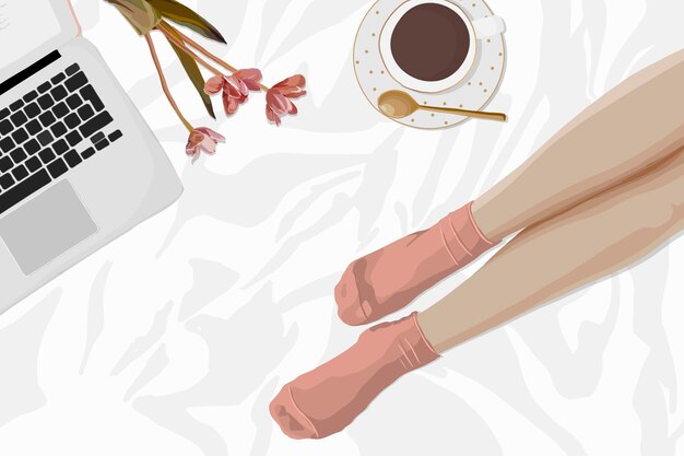 Fundo feminino, vetor de ilustração de estilo de vida de blogueira de beleza