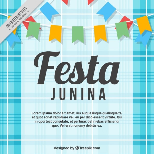 Padronagem Festa Junina Fundo Azul/ Símbolos típicos de festa junina em fundo  xadrez Stock Vector