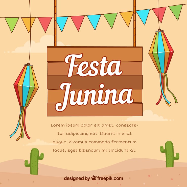 Vetor grátis fundo festa junina com elementos tradicionais