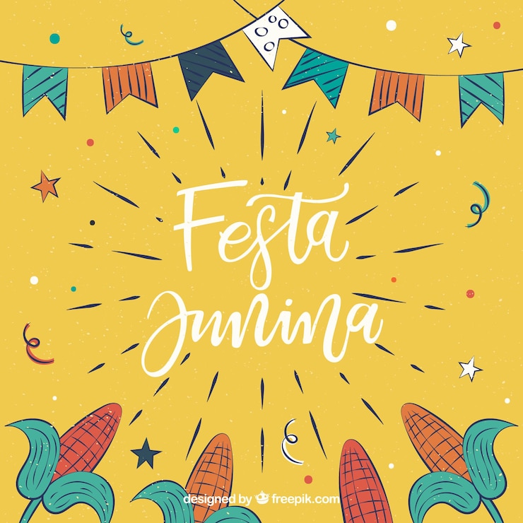 Vetor grátis fundo festa junina com elementos tradicionais