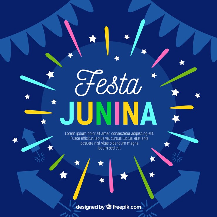 Vetor grátis fundo festa junina com fogos de artifício