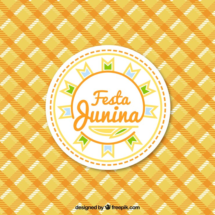 Vetor grátis fundo festa junina com uma toalha de mesa