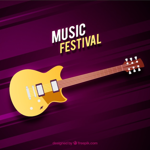 Fundo festival de música com guitarra em estilo simples