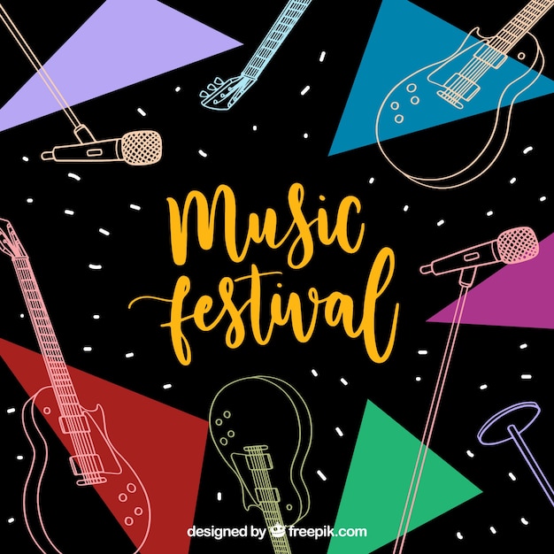 Fundo festival de música com instrumentos diferentes