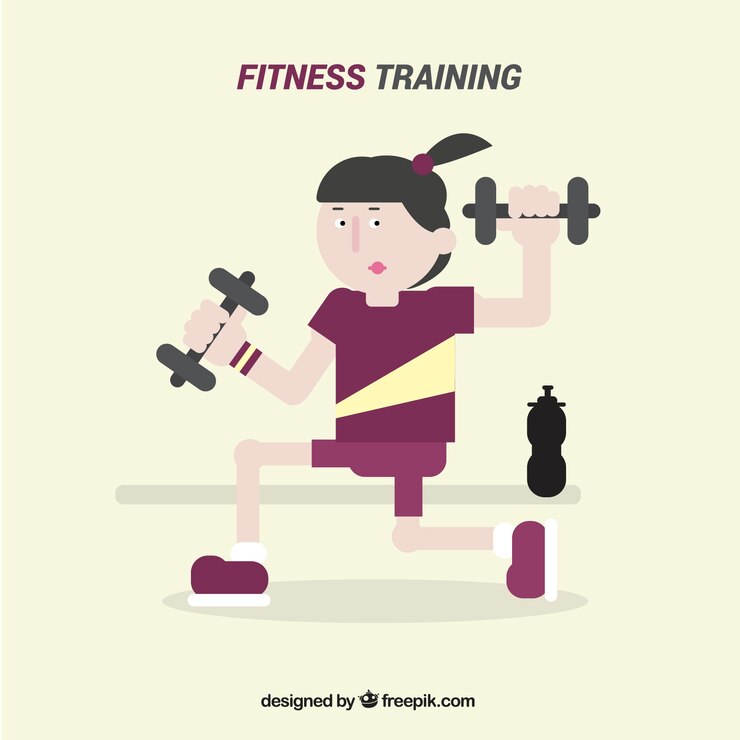 Vetor grátis fundo fitness formação plana com mulher