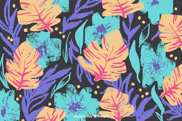 Fundo floral abstrato de pintados à mão