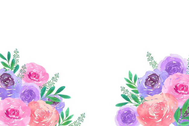 Fundo floral aquarela bonito com espaço em branco