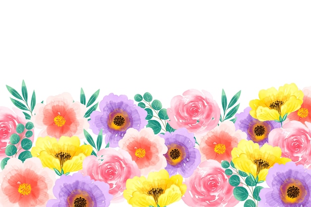 Vetor grátis fundo floral aquarela bonito